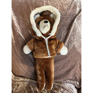 vtg S.O.S NY 18" plush dog/ BEAR stuffed animal hound dog in jacket Medford NY